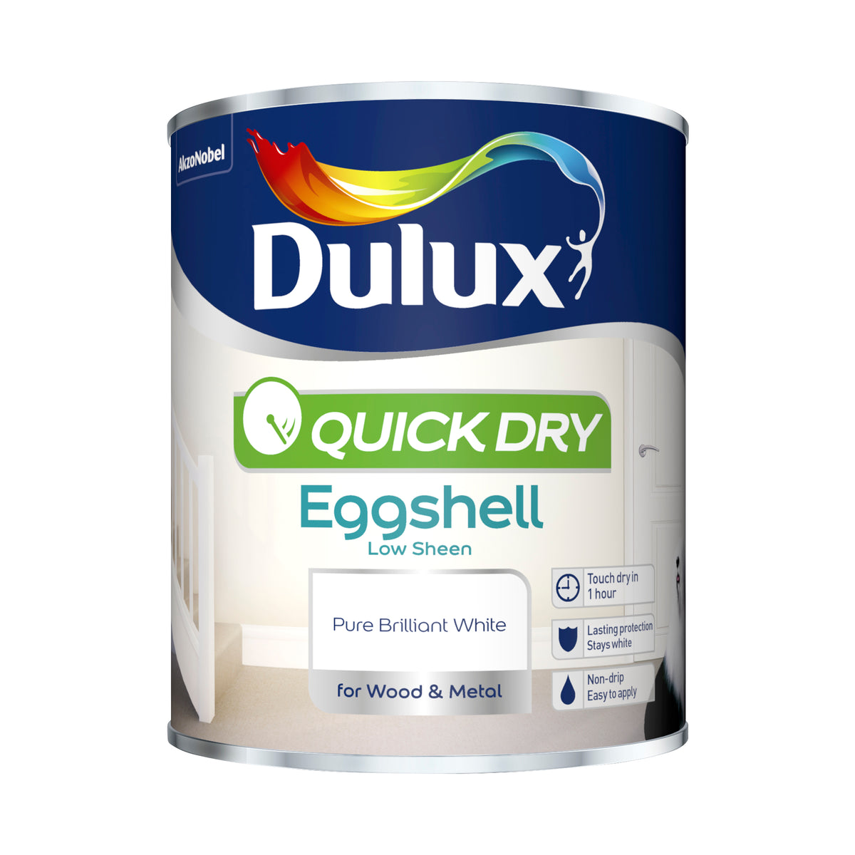 Dulux Quick Dry Eggshell Pure Brilliant White 750ml