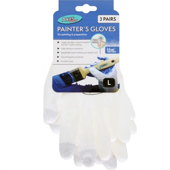 Axus Decor White Painter's Gloves Large (3 Pairs)